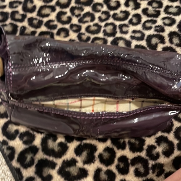 Coach Small Dark Purple Bag Patent Leather with large gold buckle - Picture 12 of 12